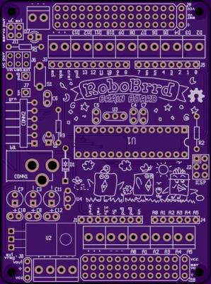 The Robobrrd Brain Board as designed by RobotGrrl