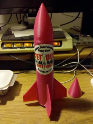 Sylvia's pink Makerbot made rocket