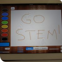 The iPad showing what President Barack Obama drew for the WaterColorBot to paint.