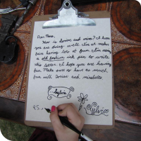 Sylvia's handwritten fountain pen letter.