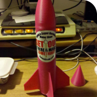 Sylvia's pink Makerbot made rocket